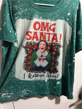 Green "OMG SANTA! I Know Him!" Holiday Tee